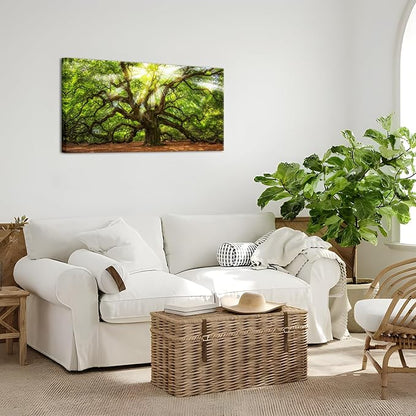 Conipit Landscape Canvas Wall Art Angel Oak Tree Picture Prints South Carolina Tree Art Print Framed and Stretched Nature Canvas (W-48xH-24)