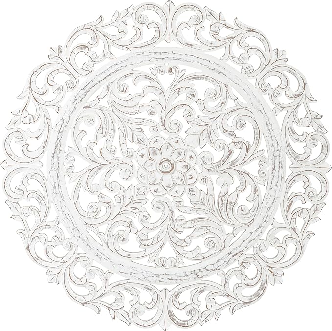 JFY Designs Wall Medallion - Wooden Wall Decor, Hand Carved & Embossed Decorative Wall Sculpture, Boho Farmhouse Wall Art, Perfect for Home, Office or any Living Space