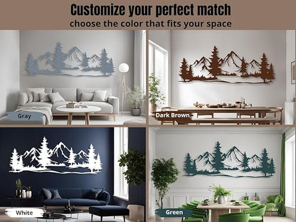 Vailla Mountain Art Large Mountains Wall Decor Wood Wall Art 3D Wall Hanging Home Decoration Nature 3D Textured Sculptures Mountain Rivers Decorative Painting Suitable For Living Room Bedroom Office
