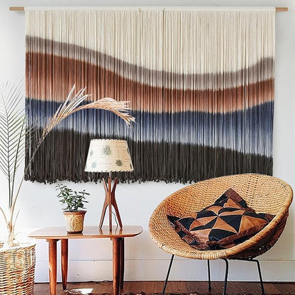 Large Macrame Wall Hanging Tie-Dye Boho Wall Art Fiber Art Decor for Living Room Bedroom or Backdrop 57" W x 35" L