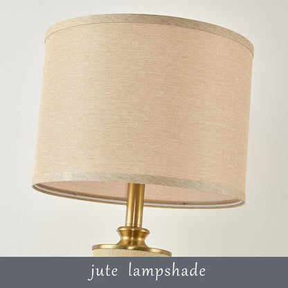 25.5" Boho Weaving Gold Large Table Lamps,Touch Control 3-Way Dimmable Farmhouse Bedside Lamps with USB A+C Charging Ports for Living Room/Bedroom/Office-with Ma Huang(LED Bulbs Included)