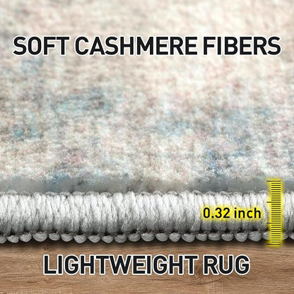 5x7 Area Rugs Washable Rug: Modern Abstract Living Room Rug Soft Anti-Skid Thin Carpet Indoor Floor Non-Shedding Carpets for Bedroom Dining Room Farmhouse Nursery Home Office - Multi Color
