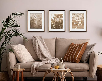 Kate and Laurel Adlynn Rectangle Picture Frame Set of 3; 14 x 18 matted to 11 x 14; Bronze; Vintage Three-Piece Frame Set for Gallery Wall Frame Set in Living Room Wall Decor