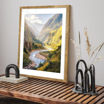 iRahmen 24x36 Poster Frame Set of 2 with Plexiglass, Wooden Rustic Brown Frames Display 20x30 Picture with Mat or 24 x 36 Without Mat, Wall Gallery Mounting Horizontal and Vertical