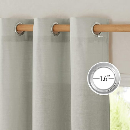 NICETOWN Gray Linen Kitchen Curtains 36 inch Length, Decorative Thick Flax Small Window Treatments Privacy Assured with Light Filtering for Bedroom/Bathroom, W55 x L36, 2 Panels