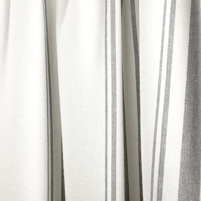 Lush Decor Farmhouse Stripe Yarn Dyed Recycled Cotton Window Curtain Valance, 18" L x 52" W, Gray - Classic Modern Rustic Charm - Eco Friendly Cotton Fabric