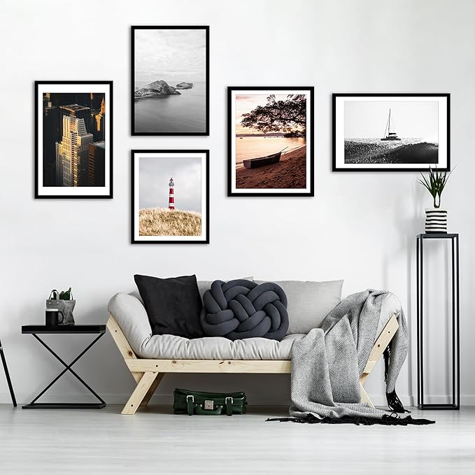 iRahmen 20x24 Picture Frame Set of 2 with Plexiglass, Black Wood Poster Frame for Wall Mounting Display 16x20 Picture with Mat or 20 x 24 Without Mat