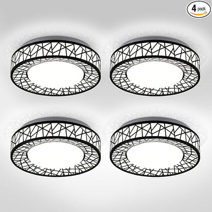 ASD 12 Inch LED Flush Mount Ceiling Light Fixture for Bedroom, 20W 1113LM 5CCT 2700K-5000K, Triac Dimmable Lights, Dining, Living Room, Kitchen Lamps, Modern Home Lighting Fixtures, Black, ETL, 4 Pack