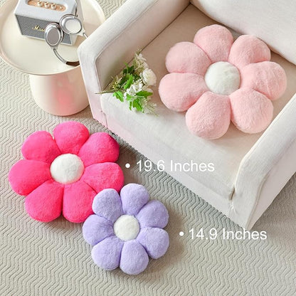 Xuyier Flower Pillow, Decorative Throw Pillow, 19.6“ Cute Daisy Pillow, Aesthetic Fun Decor Pillows for Bed, Flower Shaped Accent Cozy Pillow for Couch