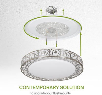 ASD 20 Inch Smart RGBW Flush Mount Ceiling Light with Remote - Brushed Nickel 42W 120V 2700-6500K Dimmable Ceiling Light Fixture, WiFi App Control RGB Lights, Alexa & Google Assistant - ETL