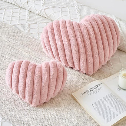 Heart Pillow, Heart Shaped Pillow with Soft Plush for Couch Bed, Decorative Throw Pillows for Bedroom Livingroom, Cozy Heart Pillows Home Decor Pillow Cushion (Grey Pink, Mini 12.9" x 9.8")