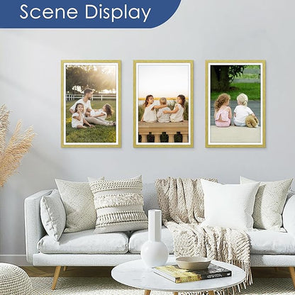 PEALSN 12x18 Picture Frame Set of 6, Display Pictures 11x17 with Mat or 12 x 18 without Mat for Wall Mounting Display, Photo Frames Collage for Wall Decor, Gold