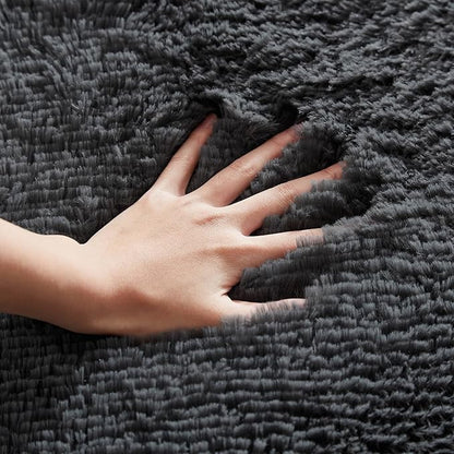 Floralux Area Rugs for Living Room, Dark Grey, 4x6 Rug for Bedroom, Fluffy Shag Shaggy Soft Carpet, Non-Slip Indoor Floor Carpets for Nursery, Kids Baby Boys Teen Dorm Home Decor Aesthetic