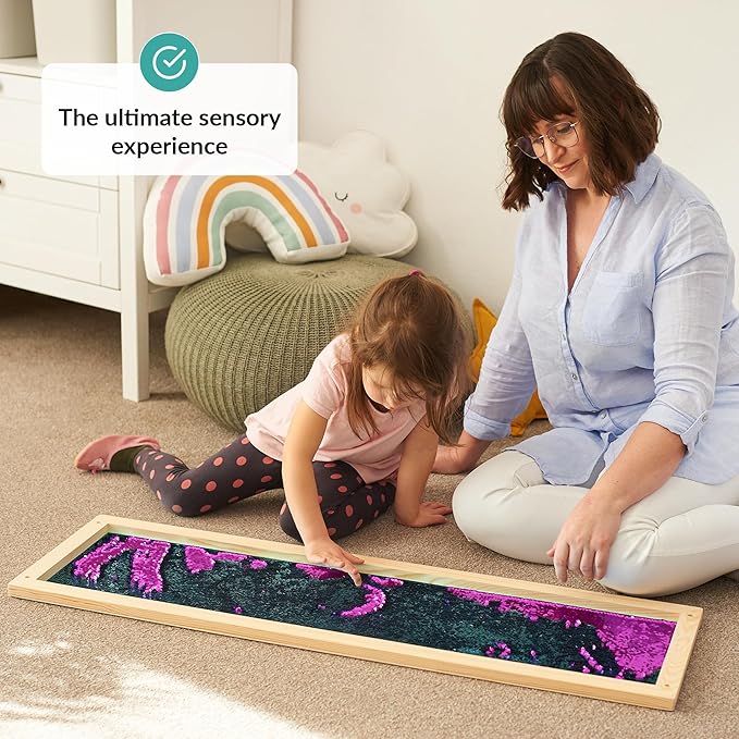 ODOXIA Sequin Sensory Wall Frame | Sensory Wall Sequin Flip Fabric for Kids | Daycare and School And Room Board