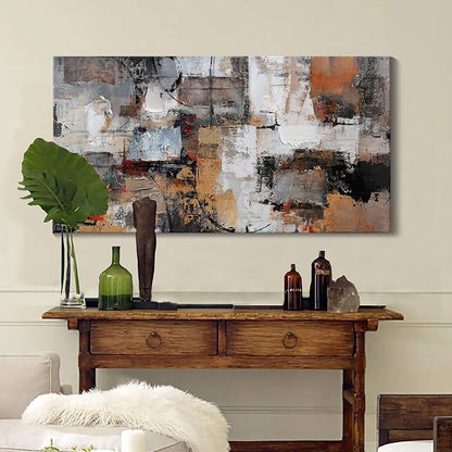 Wall Art for Living Room - Abstract Canvas Wall Decor, Modern Minimalist Painting in Black and White - Framed pictures for Bedroom, Office Artwork, Brown Bedroom Wall Decor Above Bed 29×58IN