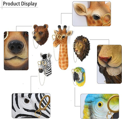 UITWMKTG 5 Pack Simulated Animal Head Wall Decor Colored Animal Sculptures Wall Mount 3D Wall Art Decoration for Home Bedroom Living Room Decor