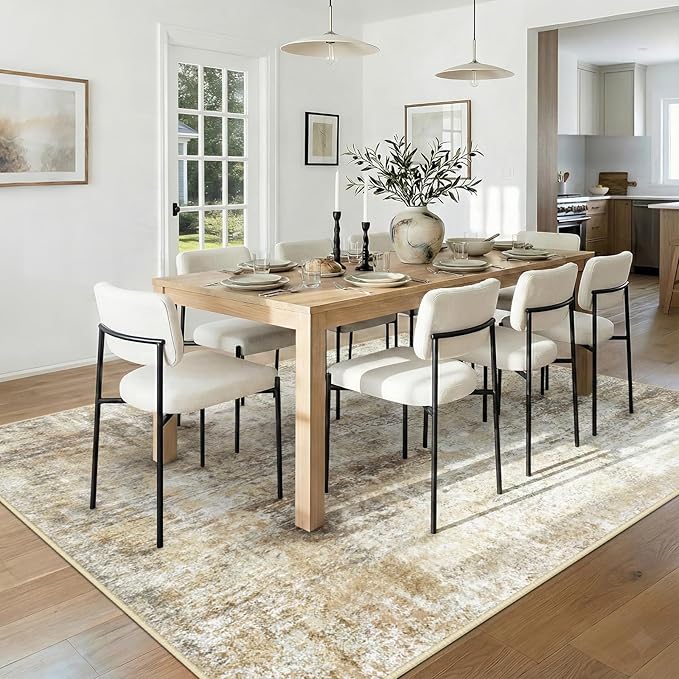 RELEANY Washable Area Rugs 6'x9' Non-Slip Modern Abstract Soft for Living Room Entryway Bedroom Nursery, Print Pattern, Neutral Brown Gray