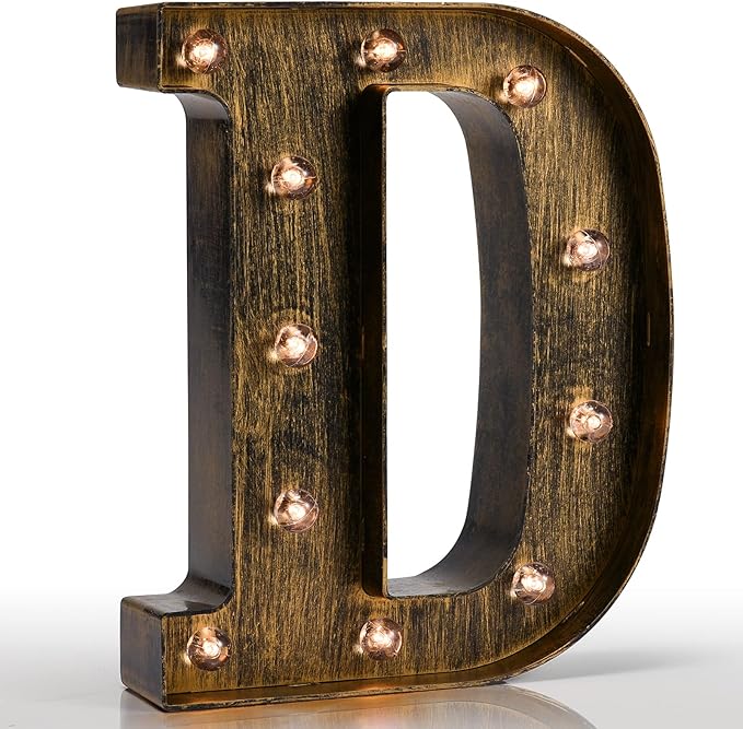 Pooqla Vintage Light Up Marquee Letters with Lights – Illuminated Industrial Style Lighted Alphabet Letter Signs - Coffee Bar Apartment Bedroom Wall Home Initials Decor A-Z