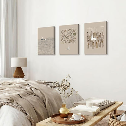 3Pcs Christian Wall Art Jesus Canvas Art Prints Beige Bible Sketches Painting Pictures Inspirational Scripture Artwork Posters Religious Wall Decor for Living Room Church Prayer Room 12”x16”x3