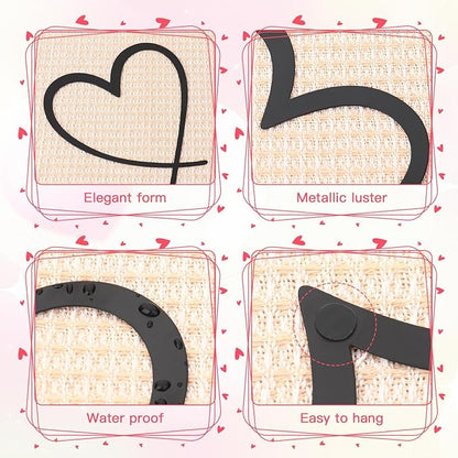 KOYILTD 4 Pcs Metal Heart Wall Art for Bedroom Modern Love Heart Wall Decor Metal Wall Decoration above Bed for Living Room Bathroom Office Wedding (Black, Classic)