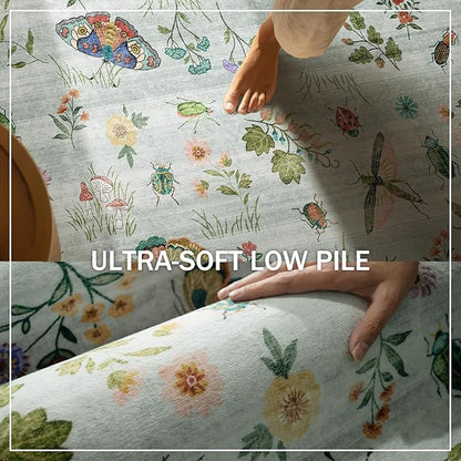 Machine Washable Rugs for Living Room: 6x9 Area Rugs Stain Resistant Non Slip Low Pile Soft Carpets Rugs for Bedroom Kitchen Dining Room Nursery Kids Room Farmhouse Indoor