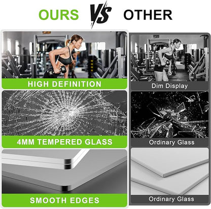 FICTOR Home Gym Mirror for Wall, 50"x25"x2 PCS Large Workout Mirrors with Tempered Glass, Full Length Frameless Body Mirror for Garage, Dance, Yoga, Bedroom