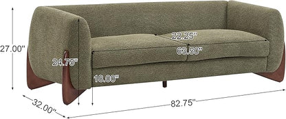 Christopher Knight Home Almab 82 Inches Sofa Couch, Cozy Boucle Upholstered 3-Seater Sofa, Wood Frame Couch, Comfy Couches for Living Room and Office, Modern Soft Plush Sofa, Olive Green