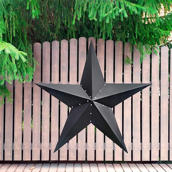 VIVICOMFY 48" Black Barn Star Metal Wall Hanging Decor - Outdoor & Indoor, Rust Resistant, Weatherproof - Perfect for Living Room & Farmhouse Decor