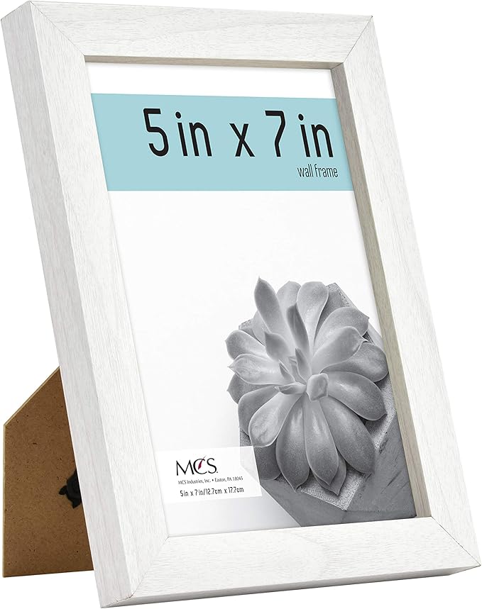 MCS Gallery Essential Picture Frame Set 4x6, 5x7 & 8x10 White Woodgrain, Gallery Wall Vertical & Horizontal Hanging Frames for Photos & Art Prints (7-Pack)