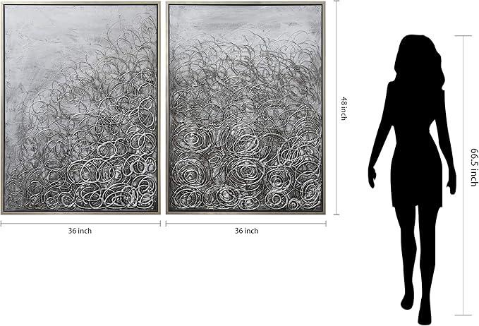 Empire Art Direct Abstract Wall Art Textured Hand Painted Canvas by Martin Edwards, Diptych, 48" x 36" each, Circular Logic