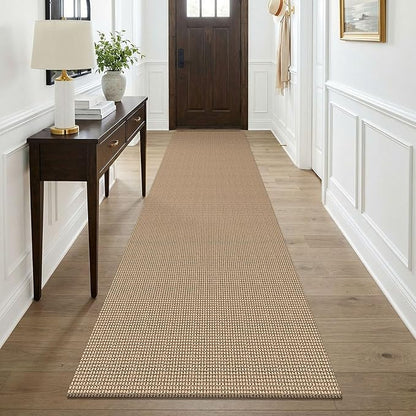 KOZYFLY Runners for Hallway 3x9, Wide Washable Runner Rug, Woven Non Slip Kitchen Runner, Braided Entryway Rug, Floor Carpet for Foyer, Bedroom, Hall, Orange Beige/Tan/Brown