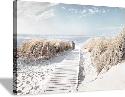 Hardy Gallery Beach Canvas Wall Art Prints: Coastal Seascape Picture Road to Beach Artwork Painting on Canvas for Living Room (45'' x 30'' x 1 Panel)