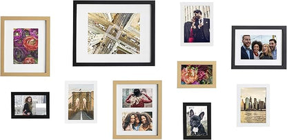 Kate and Laurel Gallery Modern Glam Frame Set, Set of 10, Black, White, and Gold