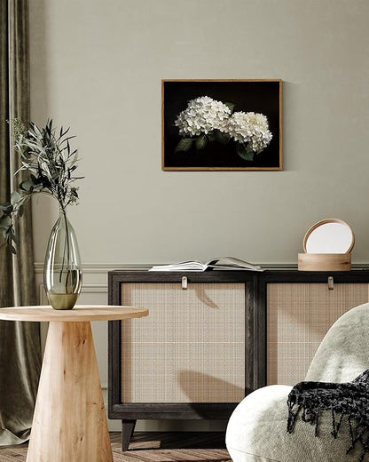 InSimSea Framed Canvas Prints Art Vintage Decor, Flower Moody Hydrangea Still Life Painting Room Decor Aesthetic, Farmhouse Art, Botanical Floral Wall Pictures for Bedroom Kitchen Shelf, 12x16inch