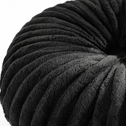 HIG Decorative Round Throw Pillows for Bed Couch -Set of 2 Handcraft Ruched Pumpkin Pillow, Soft and Durable Flannel Floor Pillow for Home Decor, Bed Living Room and Sofa (Black,14.5"x14.5")