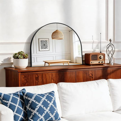 CIRCUMI Arched Wall Mirror, 24"x20" Black Arched Mirror with Tempered Glass, Metal Frame, Large Size for Entryway Table, Mantel,Living Room,Over Sink,Arch Mirror for Decor,Shatterproof&Crystal-Clear