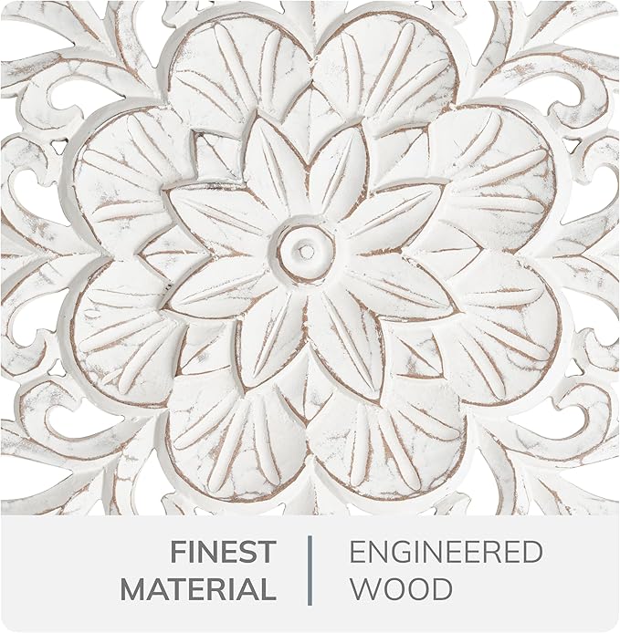 JFY Designs Wall Medallion - Wooden Wall Decor, Hand Carved & Embossed Decorative Wall Sculpture, Boho Farmhouse Wall Art, Perfect for Home, Office or any Living Space