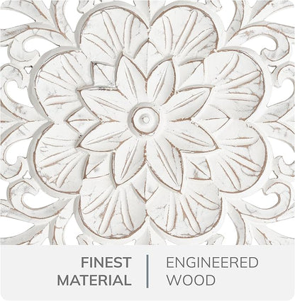JFY Designs Wall Medallion - Wooden Wall Decor, Hand Carved & Embossed Decorative Wall Sculpture, Boho Farmhouse Wall Art, Perfect for Home, Office or any Living Space