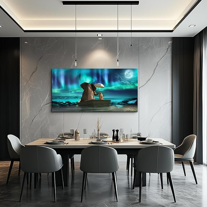 Canvas Wall Art For Living Room Large Size Fashion Wall Decorations For Bedroom Modern Office Wall Decor Painting Aurora Scenery Elephant Pictures Artwork Room Canvas Art Prints Bathroom Home Decor