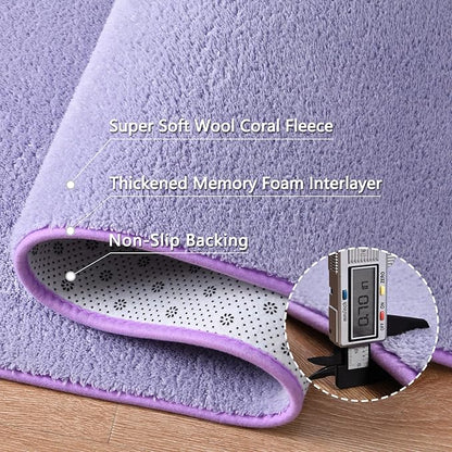 Purple Rugs for Bedroom Living Room, 5x7 ft Lavender Area Rug, Washable Memory Foam Indoor Carpet, Modern Aesthetic Minimalist Non-Slip Carpets for Boys Girls Adults Home Decor
