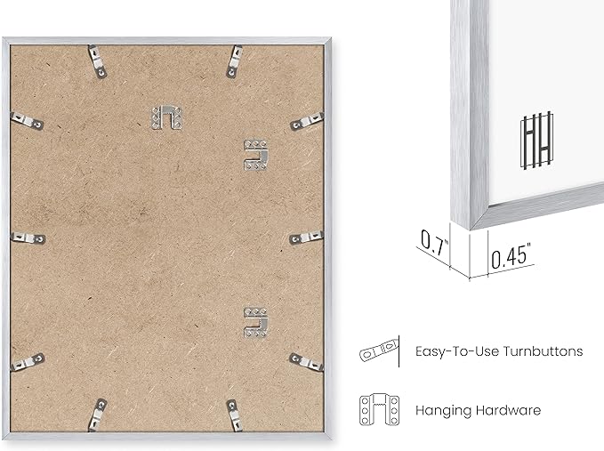 HAUS AND HUES 16x20 Silver Metal Picture Frame - Aluminum Wall Display for Posters and Photos - Modern Lightweight Style (16x20 in, Silver)