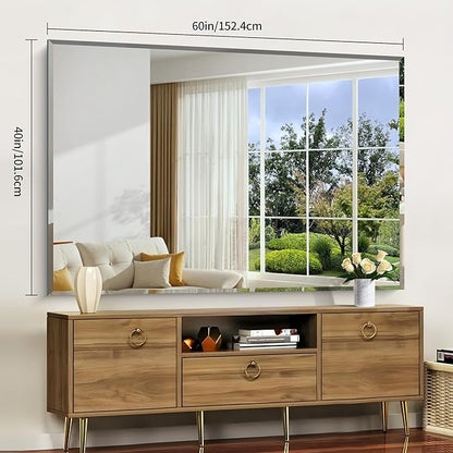 CILIBER Beveled Bathroom Mirror, 60x40 Large Bathroom Mirrors for Over Sink, 3mm Tempered Glass Beveled Frameless Vanity Mirror for Bathroom, Bedroom, Living Room and Entryway