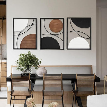 Oakrain 3 Pack Metal Wall Art, Abstract Minimalist Modern Wall Decor for Living Room, Bedroom, Office, Entryway