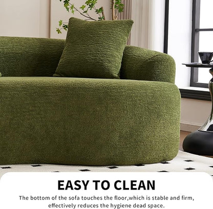 KEIKI Curved Chenille Modular Sectional Couches with Pillows, 4 Seater Oversized Upholstered Luxury Plush Cloud Sofa for Living Room Apartment, Full Compression Sponge,
