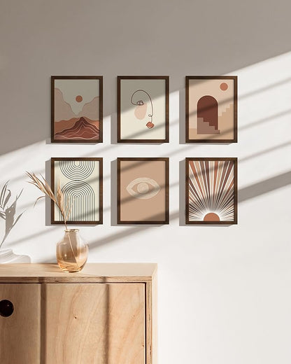 HAUS AND HUES 6x8 Walnut Oak Wooden Picture Frame - Set of 25 6x8 Poster Frame - Premium Oak, Vertical Hang, Shatterproof Plexiglass - Ideal for Home, Room, Office (6x8-inch, Walnut, Set of 25)