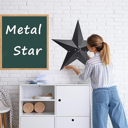 24" Barn Star-Black Barn Stars Outdoor Decoration-Metal Star for Outside Texas Stars Art Rustic Vintage Western Country Home Farmhouse Primitive House Decor- Primitive Wall Décor