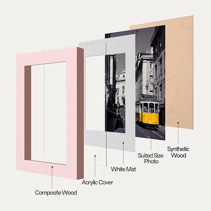 eletecpro 4x6 Picture Frames Set of 10, Picture Frames Collage Wall Decor Display 3.5x5 Photo with Mat or 4x6 without Mat, Home Decor Gallery Frame for Table Top or Wall Mounting, Pink