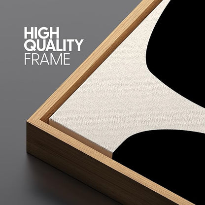 SIGNLEADER Framed Canvas Print Wall Art Negative Space Color Blocks Abstract Shapes Illustrations Modern Art Minimalist Edgy Black and White for Living Room, Bedroom, Office - 24"x36"x3 NATURAL