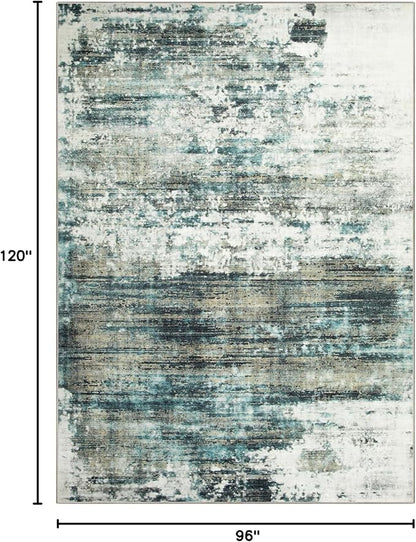 8x10 Area Rugs Washable Rug: Large Modern Abstract Living Room Rug Soft Anti-Skid Thin Carpet Indoor Floor Non-Shedding Carpets for Bedroom Dining Room Farmhouse Nursery Home Office Green Multi