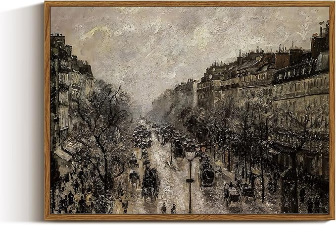 VIYYIEA Framed Canvas Wall Art Home Decor for Living Room Classical Cityscape Artwork Decorations Vintage Oil Painting Prints Parisian Street Wall Decor Bathroom Wall Pictures Farmhouse 12x16in